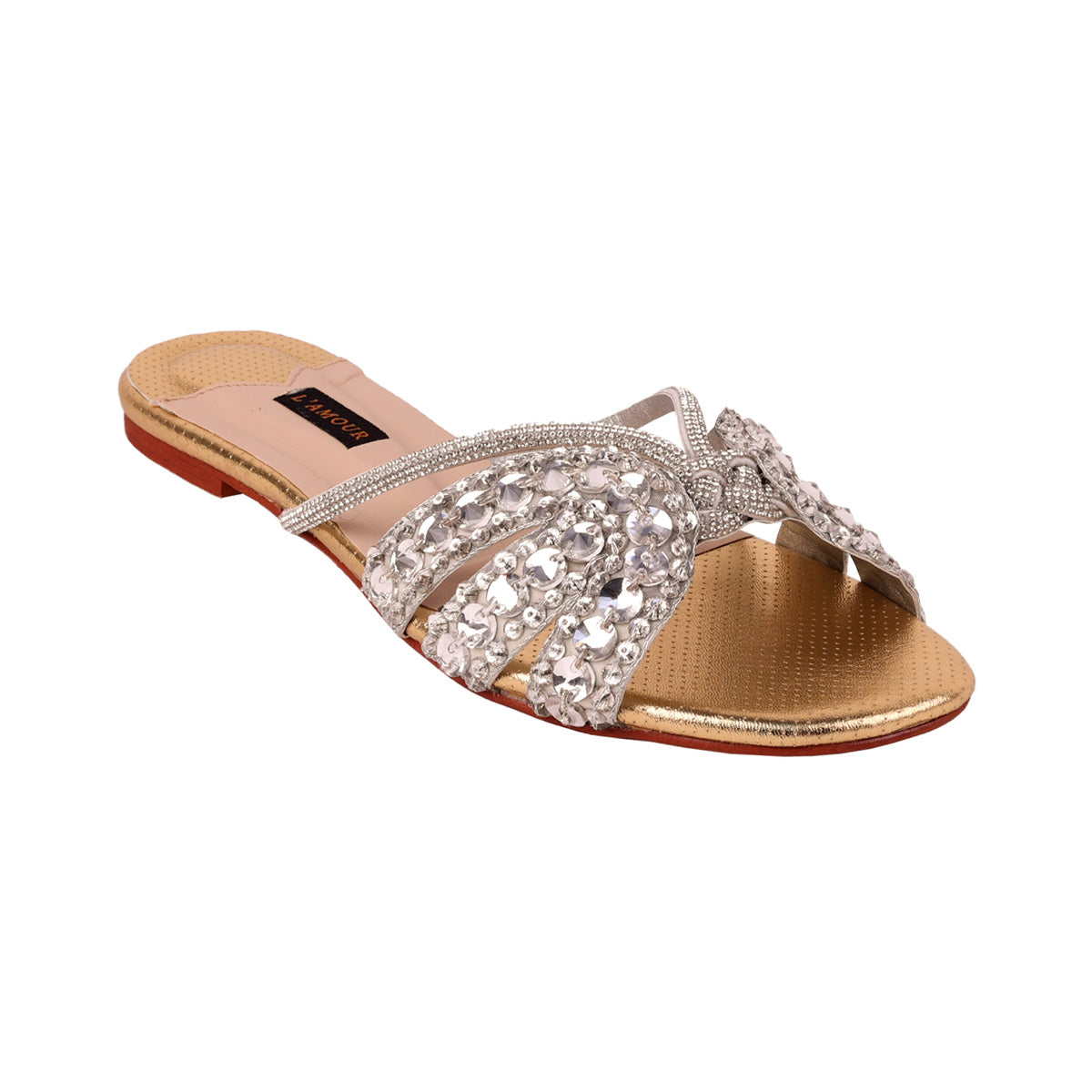 Sasha Gold Flats - Textured Shoes.