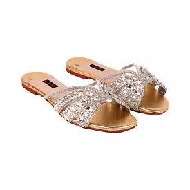 Sasha Gold Flats - Textured Shoes.