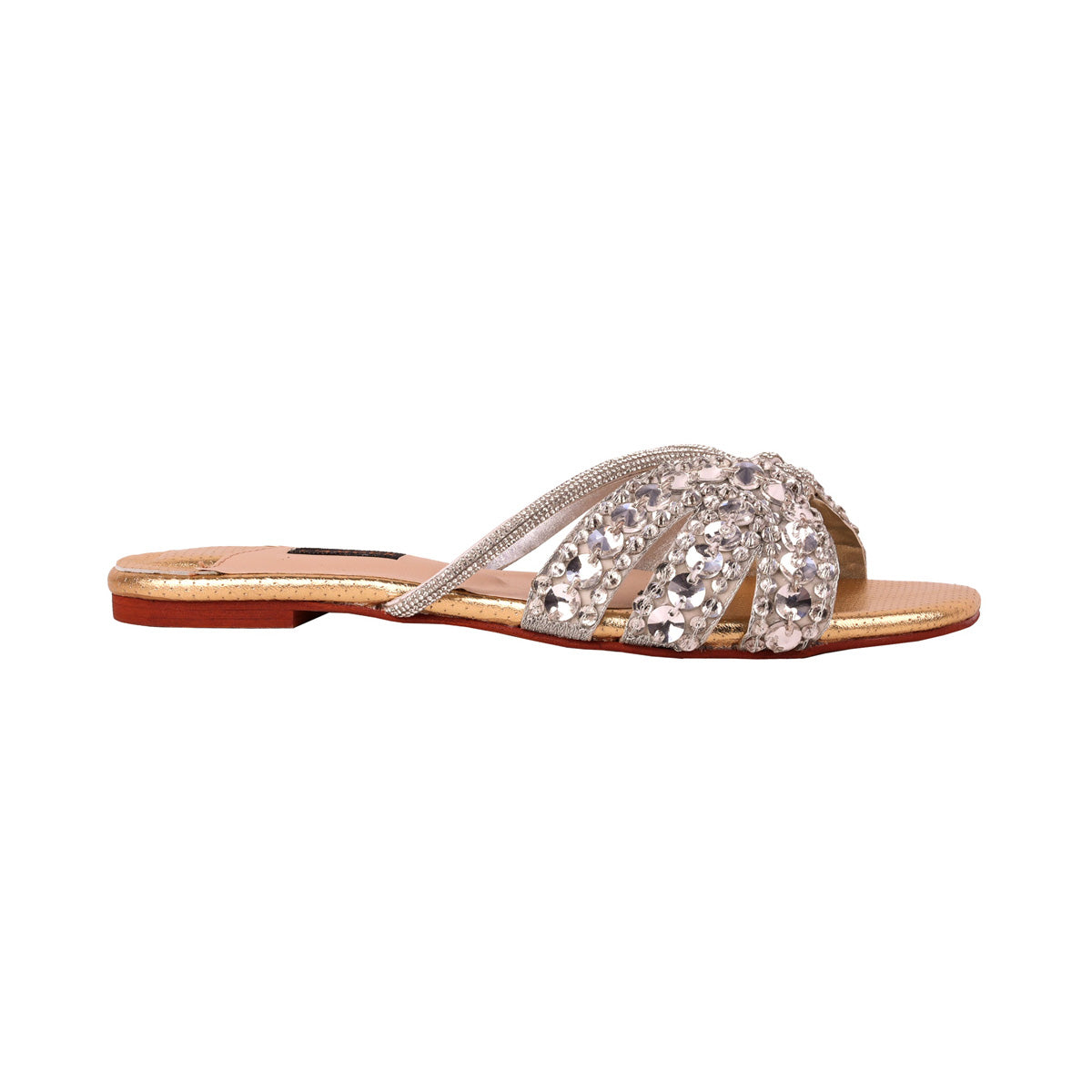 Sasha Gold Flats - Textured Shoes.