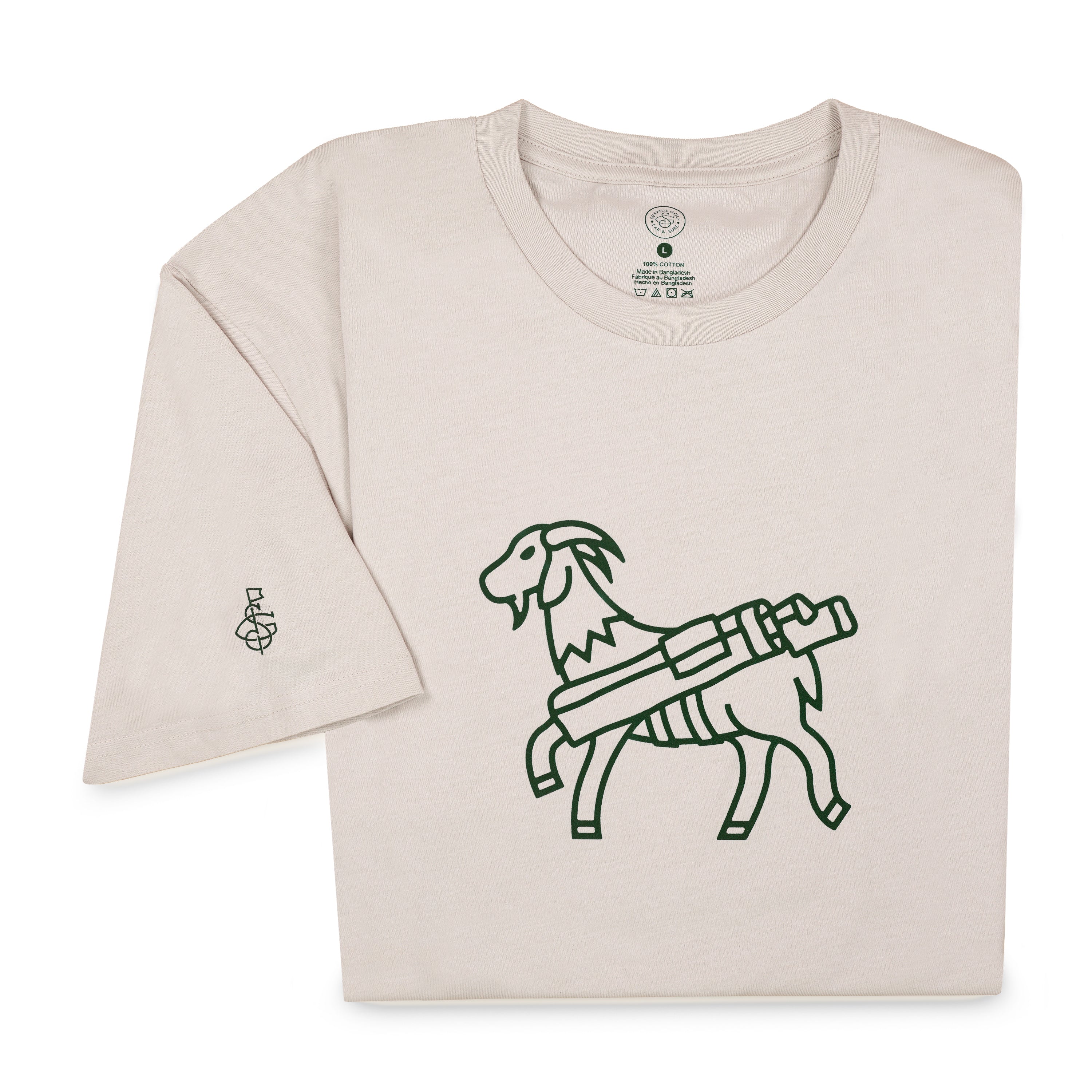 Seamus Goat Shirt Green on Bone