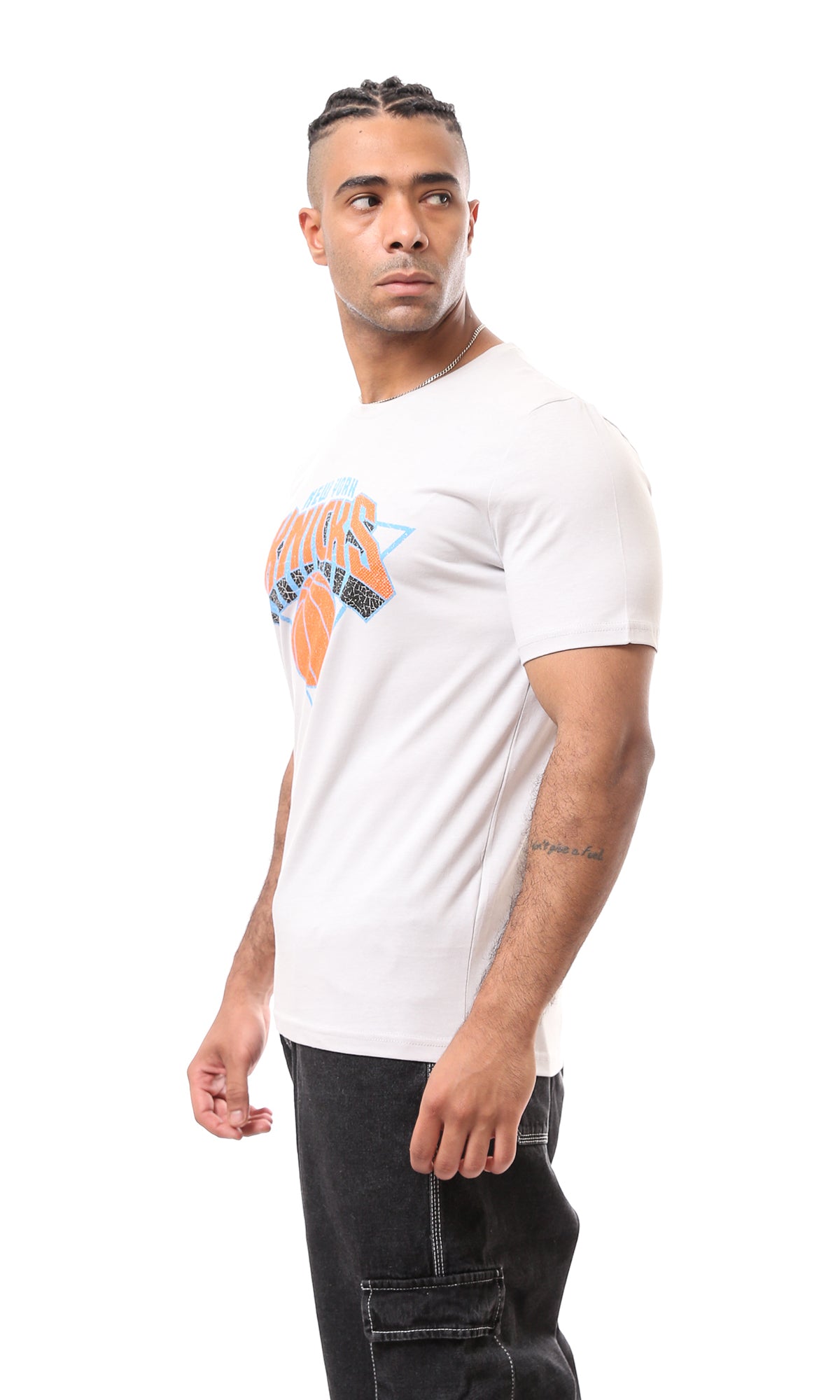 Short Sleeve Light Grey Printed Casual Tee