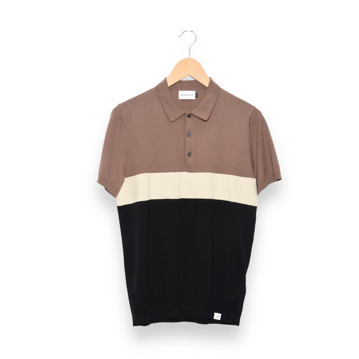 Silk Polo Brown Lentil Knit Structure