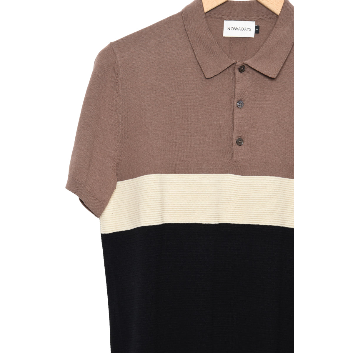 Silk Polo Brown Lentil Knit Structure