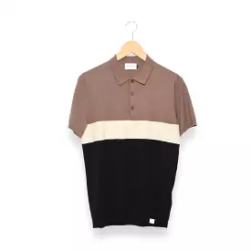 Silk Polo Brown Lentil Knit Structure