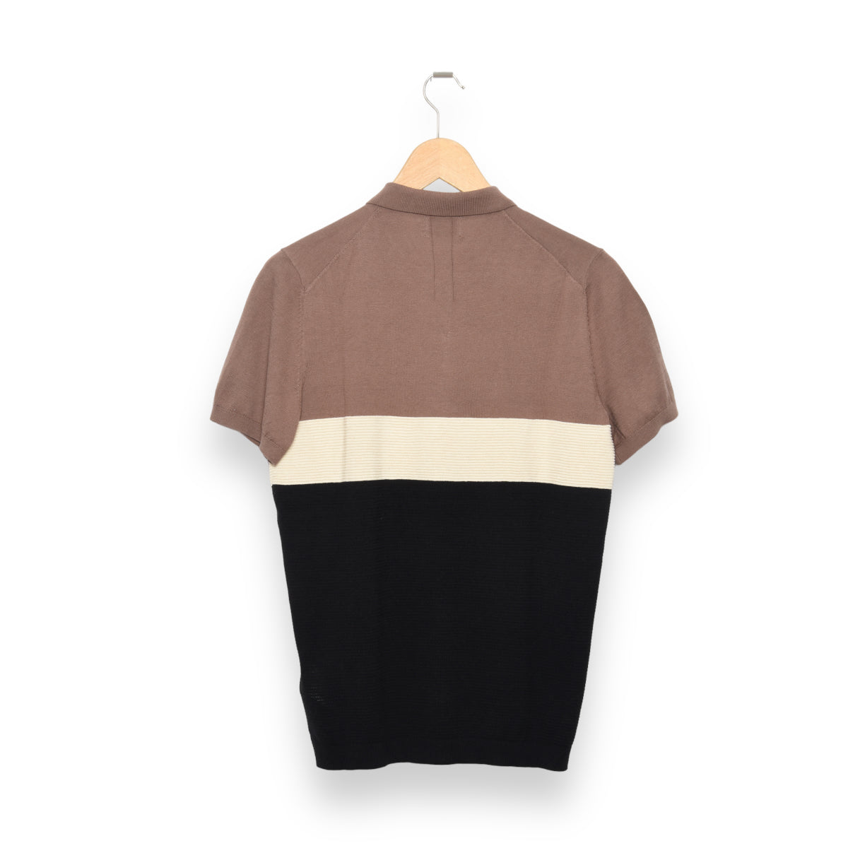 Silk Polo Brown Lentil Knit Structure