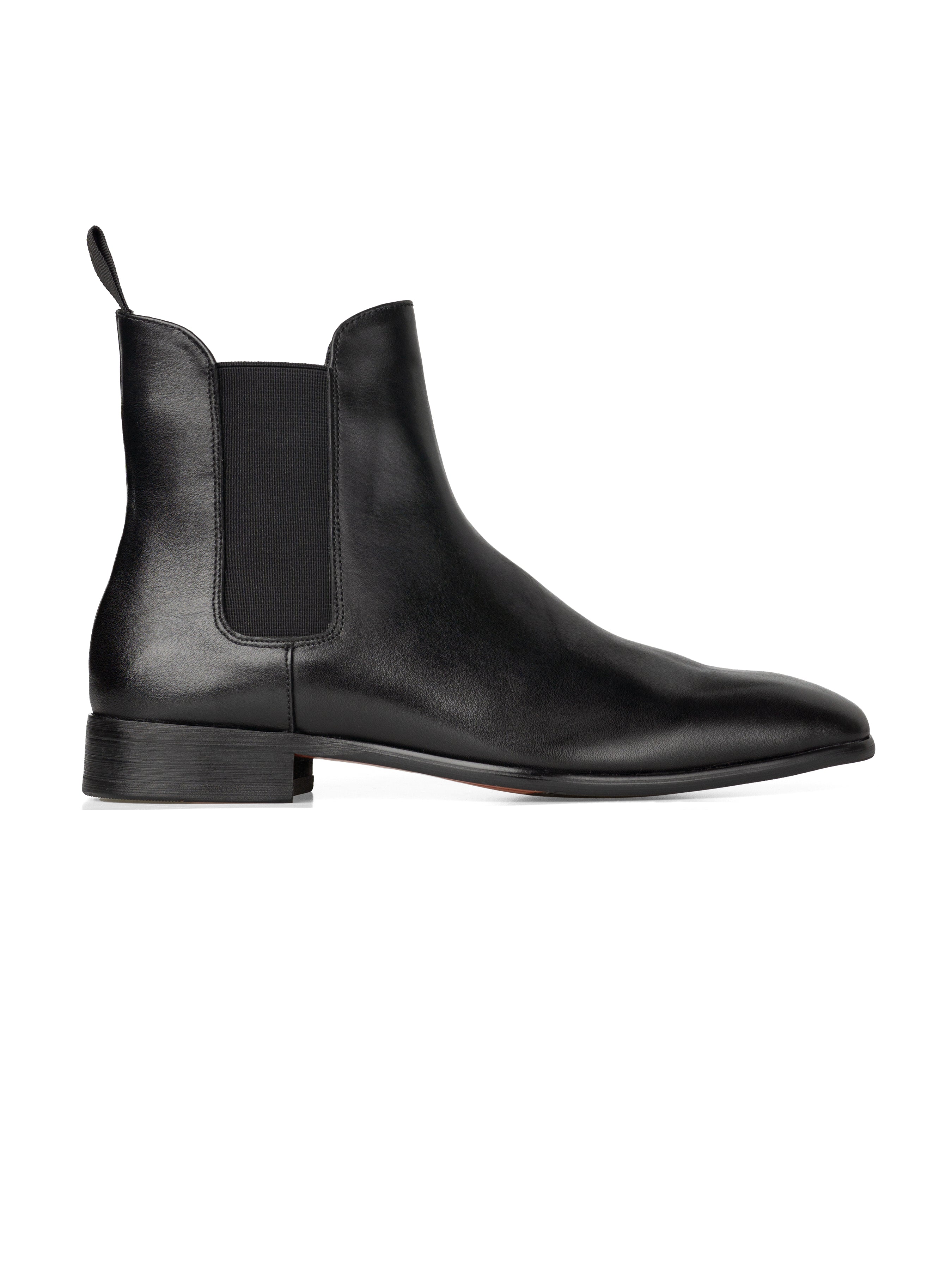 Solid Black Leather Louis Chelsea Boots