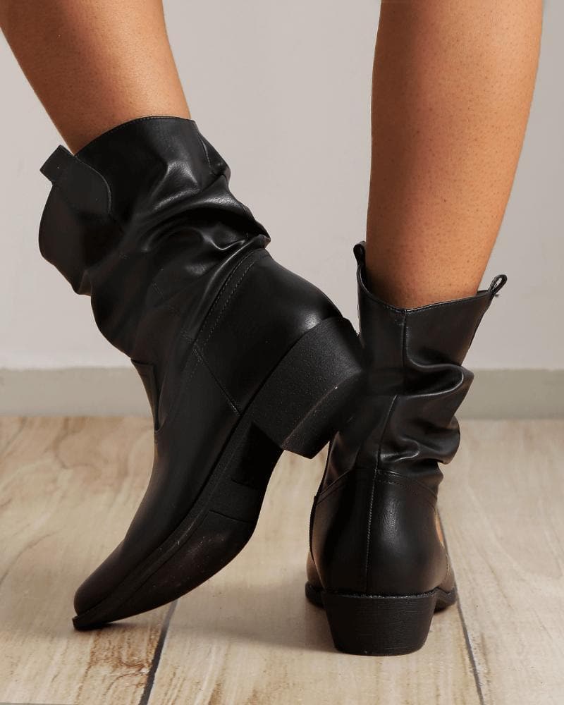 Solid Color Zipper Ankle Boots - Daily Wear