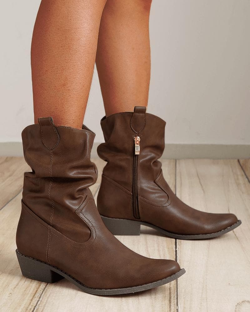 Solid Color Zipper Ankle Boots - Daily Wear