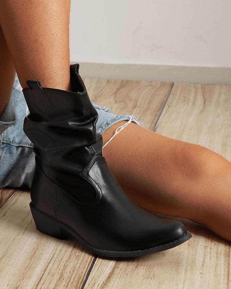 Solid Color Zipper Ankle Boots - Daily Wear