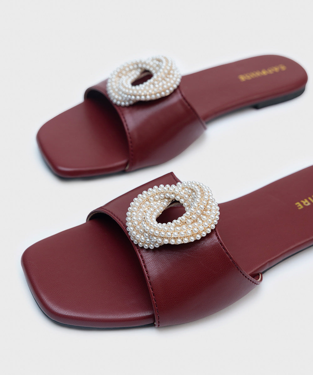 Square-toe Flats with Ornate Embellishments