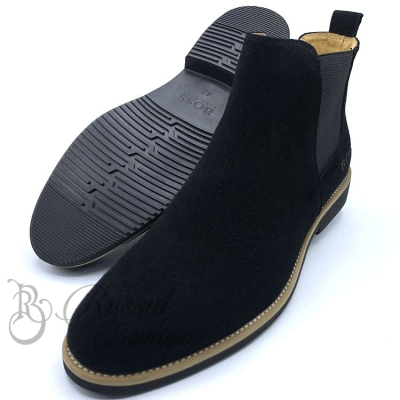 Suede Chelsea boots in black