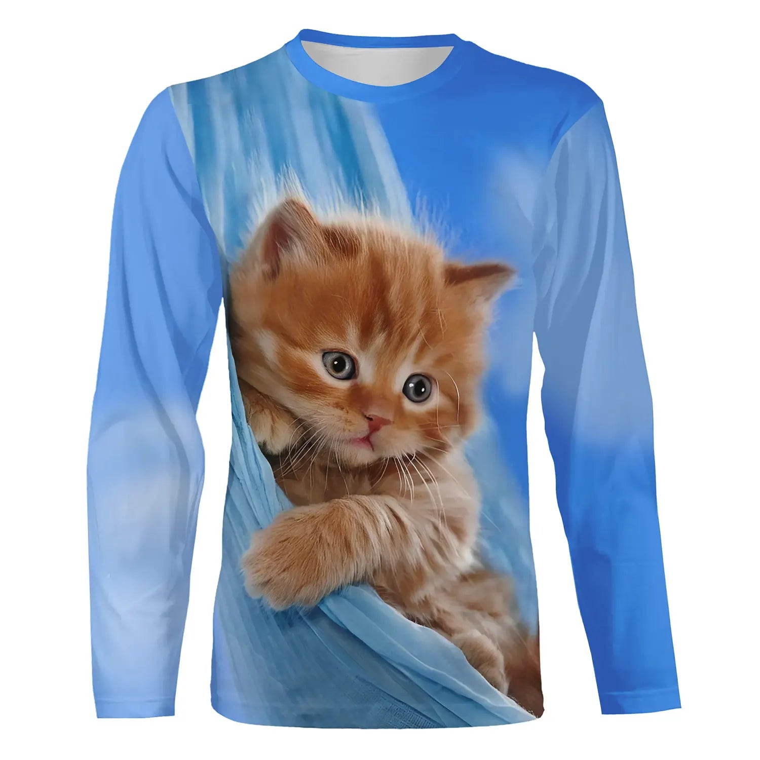 T shirt Blue Man Woman 3D Printed Cute Cat Daily Weekend Basic Round Neck - CT16012317