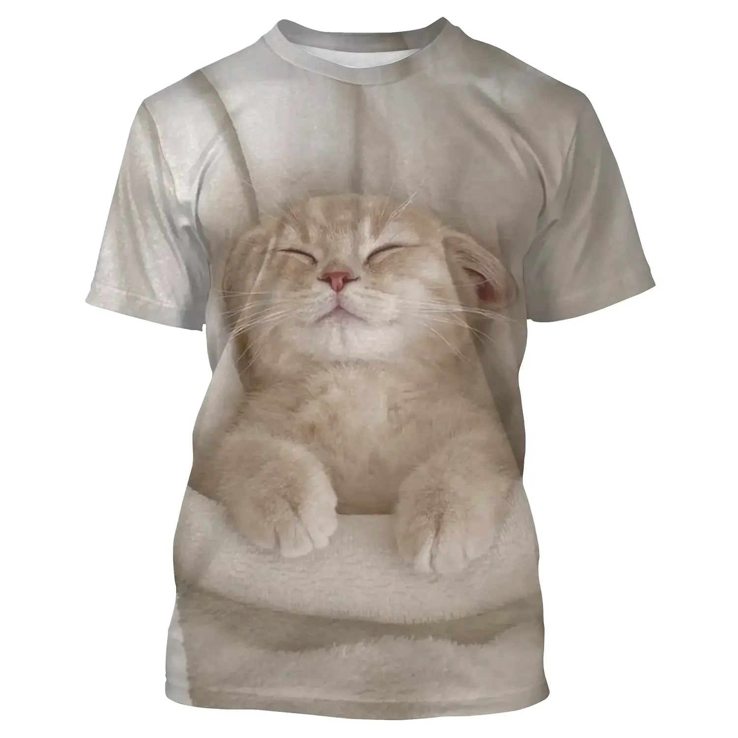 T shirt Claire Chat 3D Imprimer Manche Courte Basique Col Rond Standard