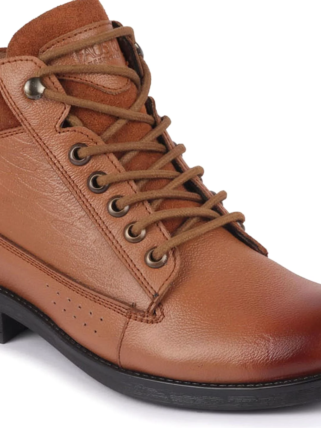 Tan Leather Biker Boots, Lace Up, Men's