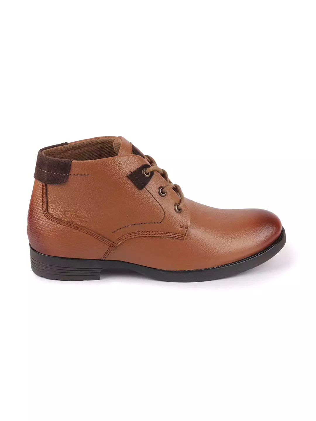 Tan Leather Lace Up Flat Boots - Men