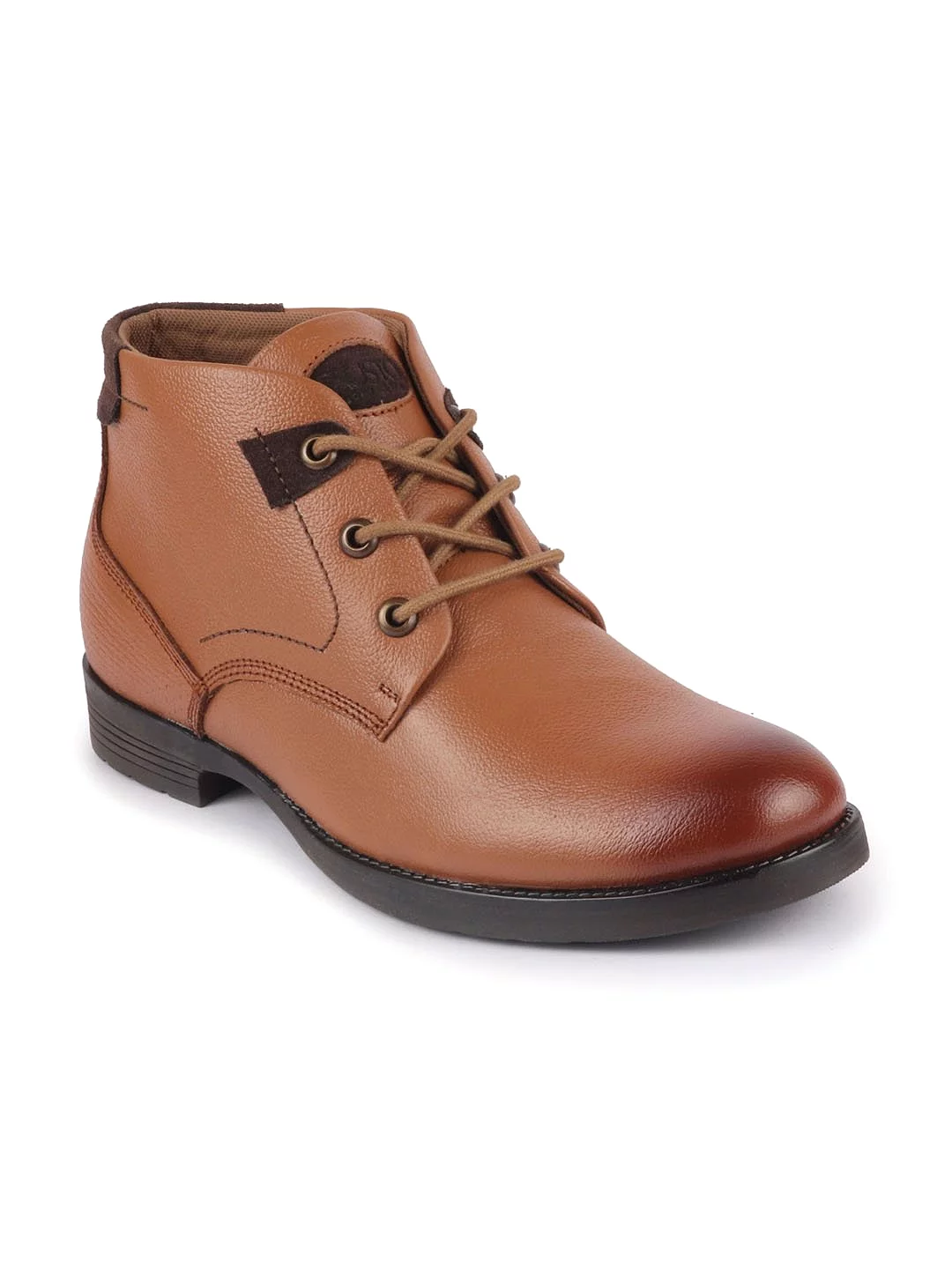 Tan Leather Lace Up Flat Boots - Men