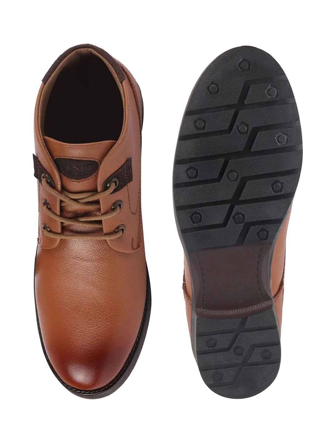 Tan Leather Lace Up Flat Boots - Men