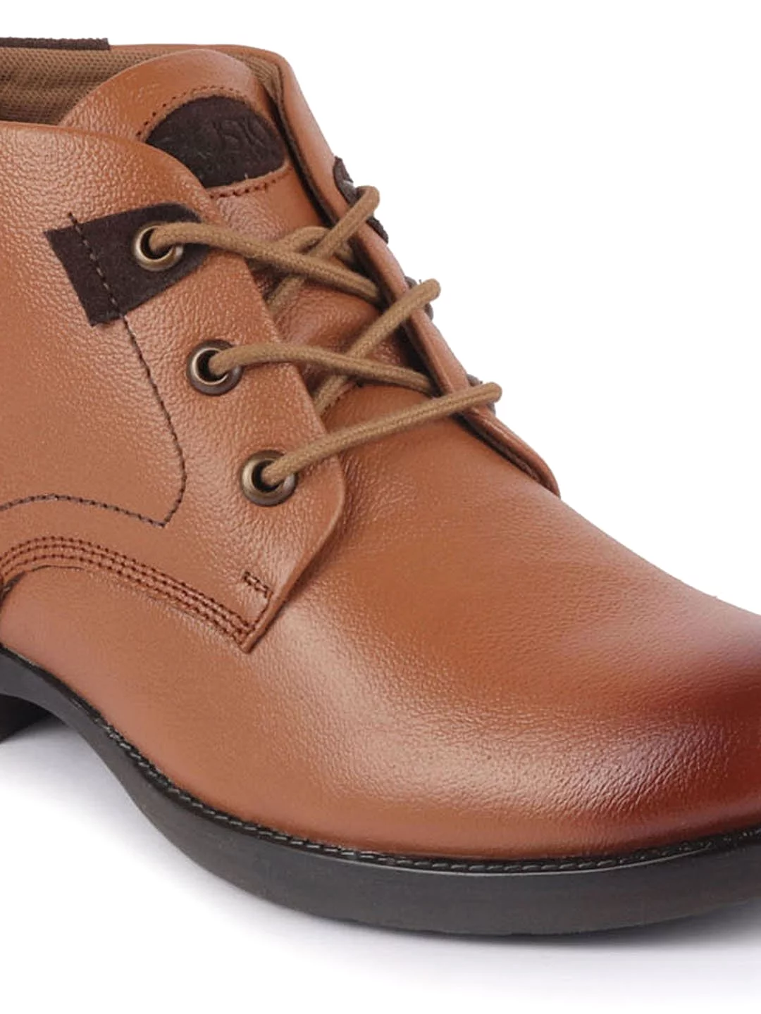 Tan Leather Lace Up Flat Boots - Men