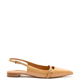 Tan Patent Leather Flat Shoes