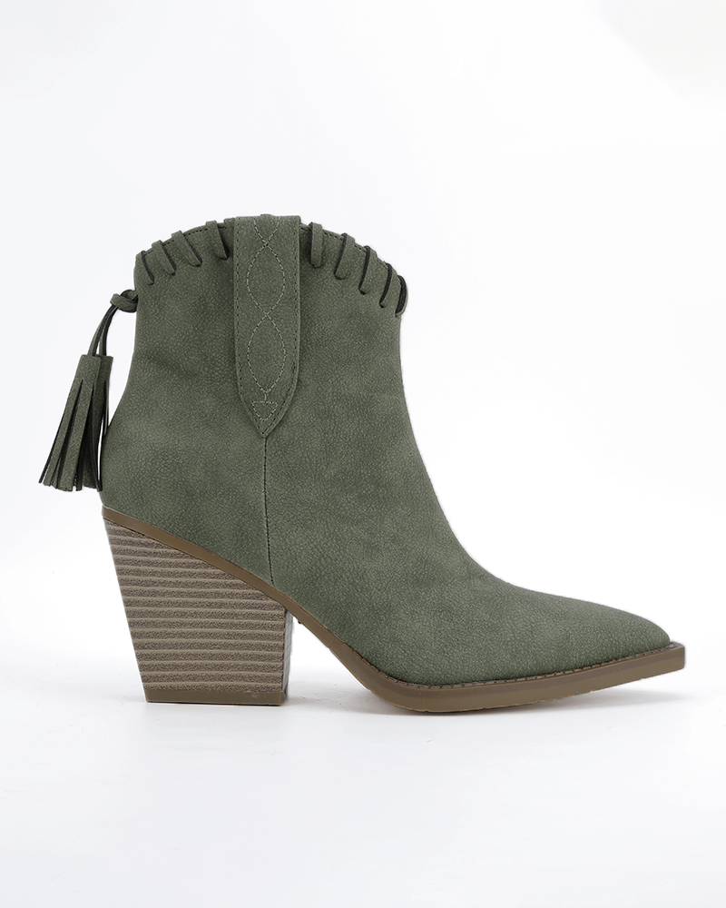 Tassel Zipper Chunky Heel Ankle Boots