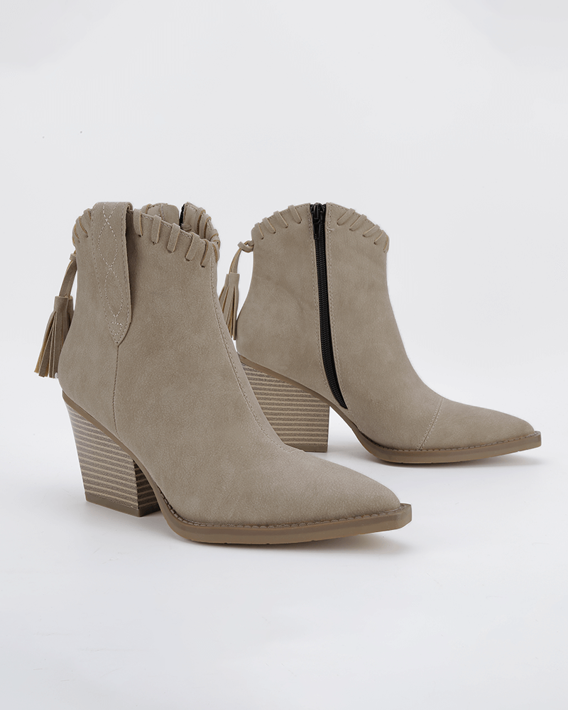 Tassel Zipper Chunky Heel Ankle Boots