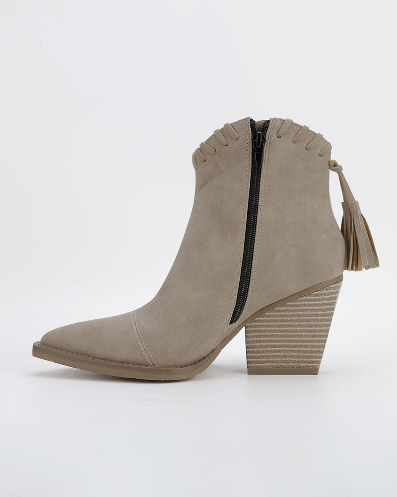 Tassel Zipper Chunky Heel Ankle Boots