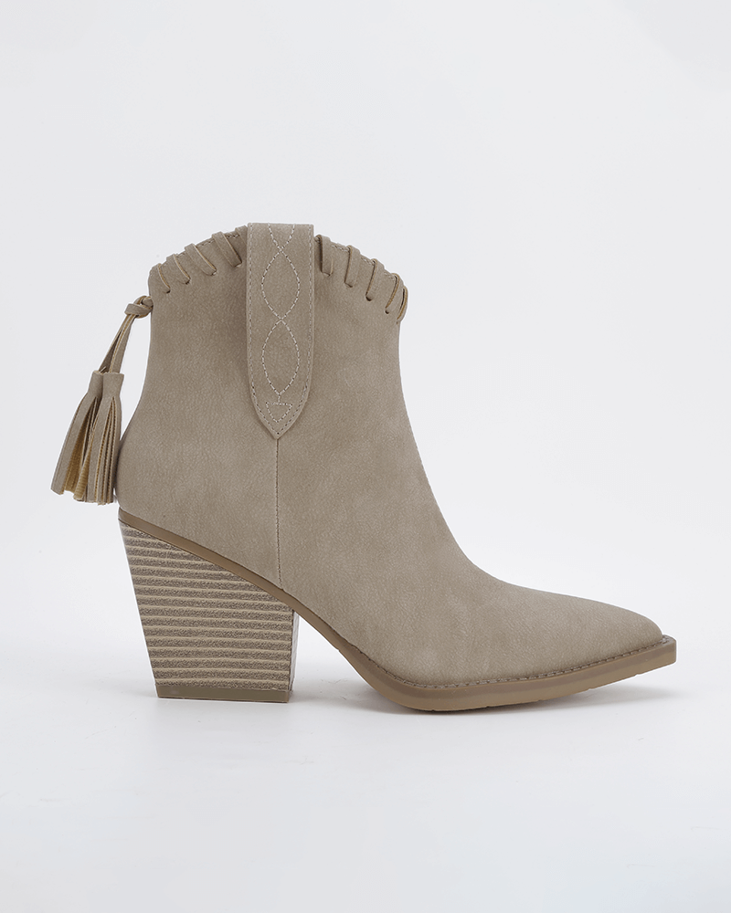 Tassel Zipper Chunky Heel Ankle Boots