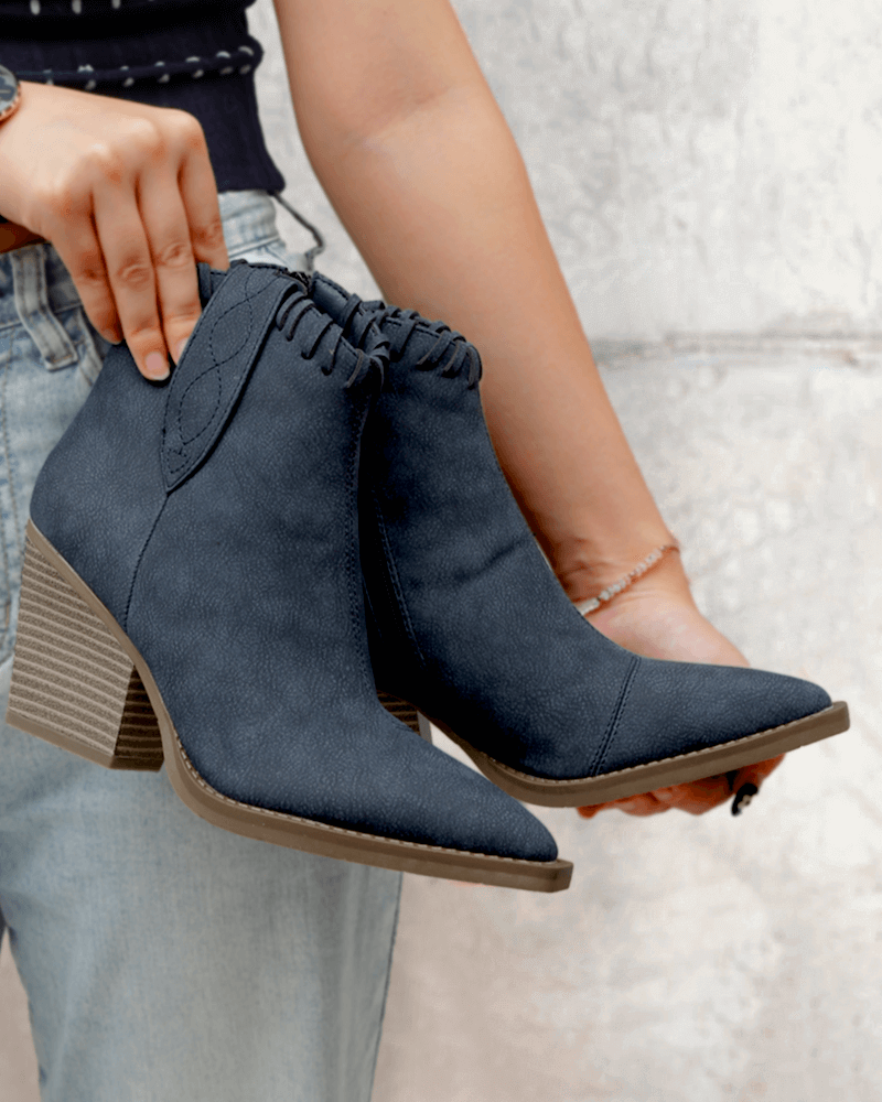 Tassel Zipper Chunky Heel Ankle Boots