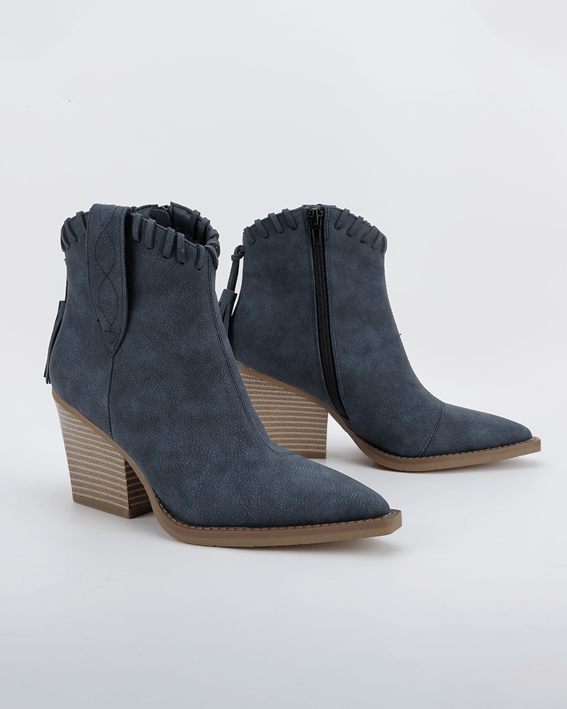 Tassel Zipper Chunky Heel Ankle Boots