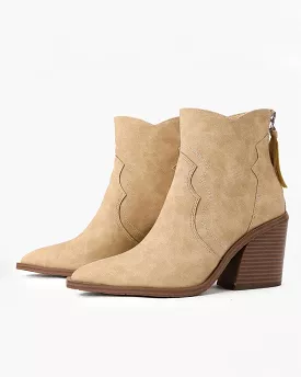 Tassel Zippered Block Heel Boots