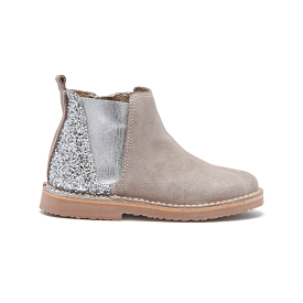 Taupe Glitter Chelsea Boots with Suede