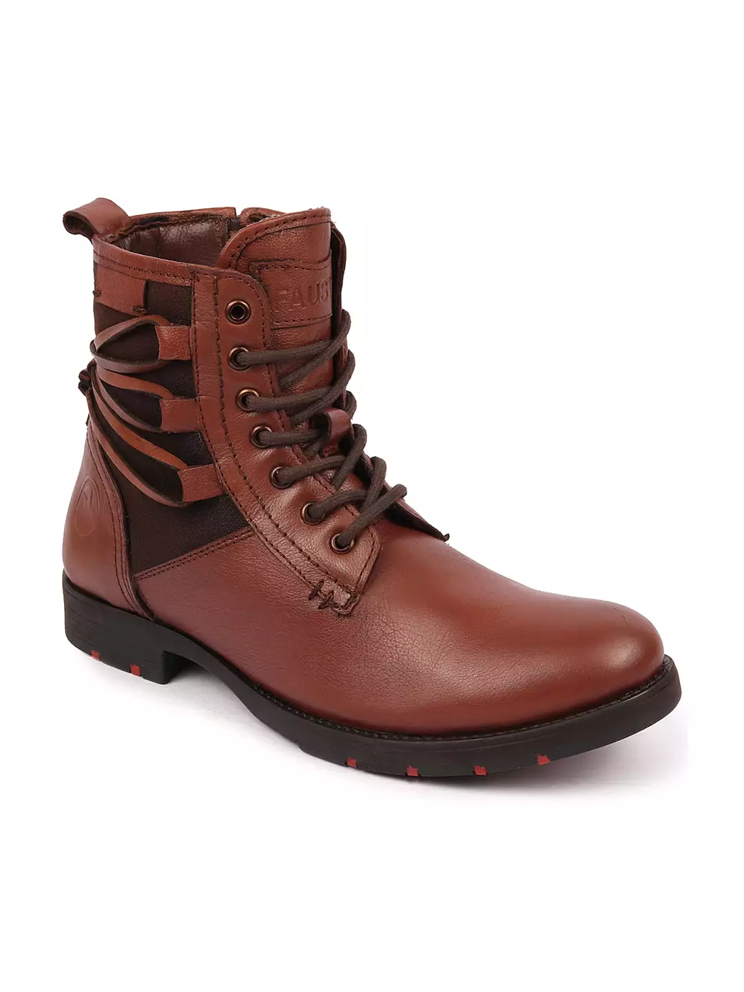 The result is Genuine Leather Ankle Boots - Side Zipper, Lace Up, Flat, Hiking - Men's 7-Eye Tan High Classic Boots.