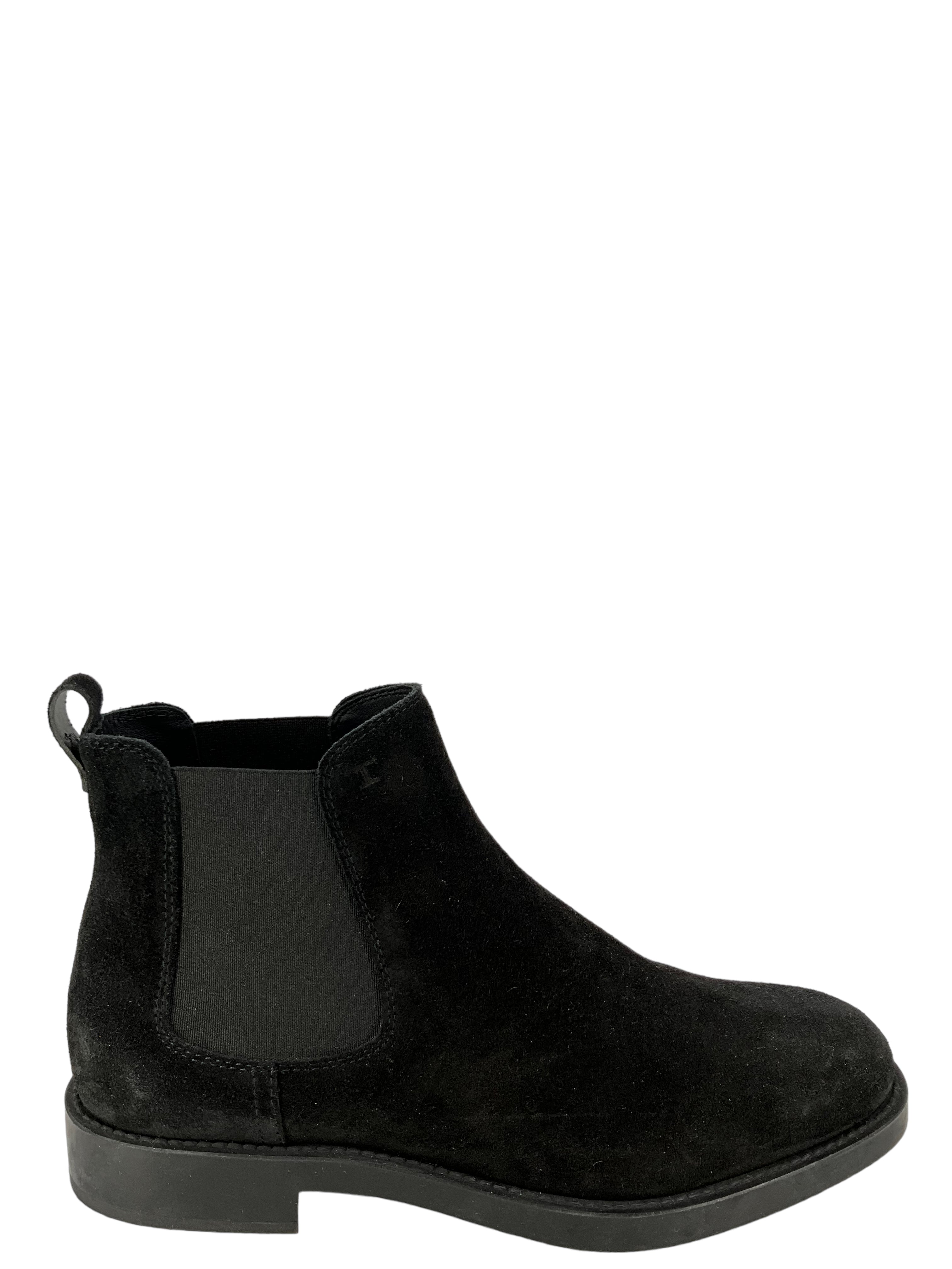 Tod's Chelsea Boots, Black Suede, Size 7.5