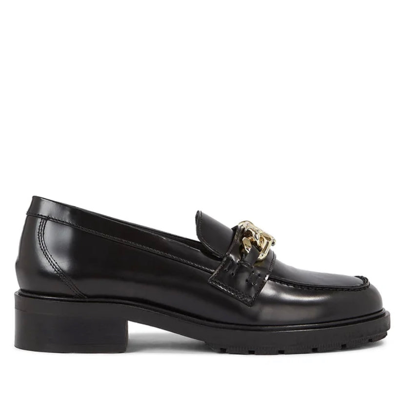 Tommy Hilfiger Black Leather Chain Loafer - Buy Online Now