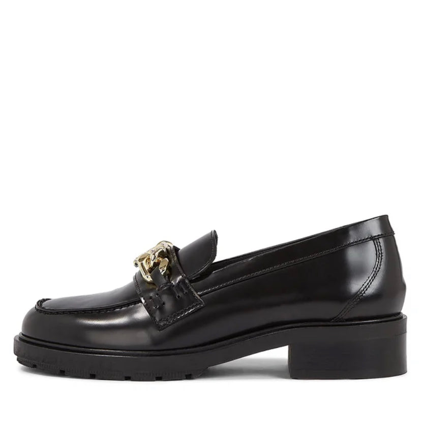 Tommy Hilfiger Black Leather Chain Loafer - Buy Online Now