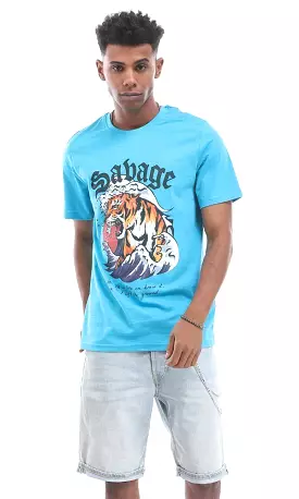 Turquoise T-Shirt | Roaring Tiger Print | 95178