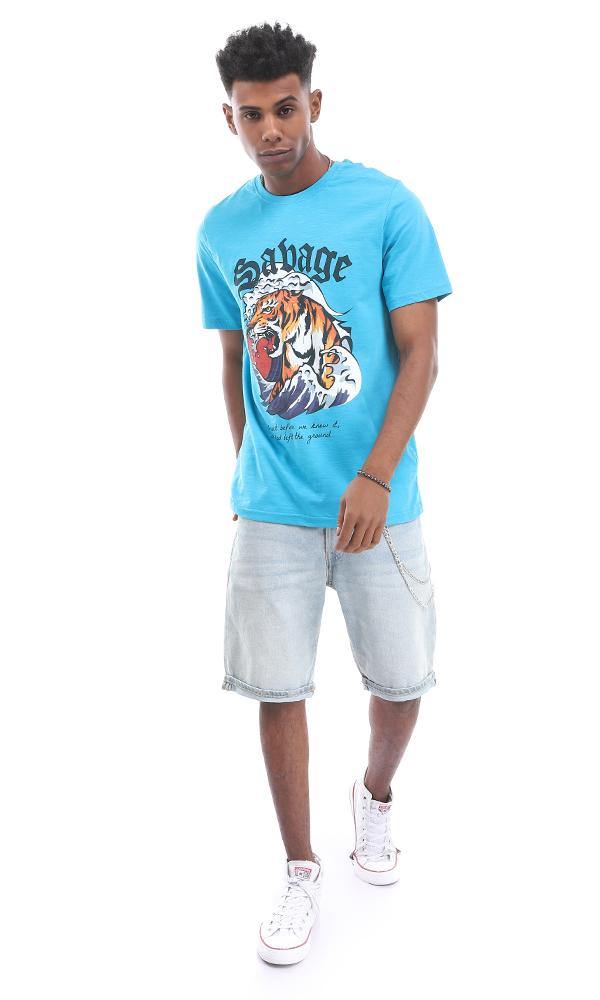 Turquoise T-Shirt | Roaring Tiger Print | 95178