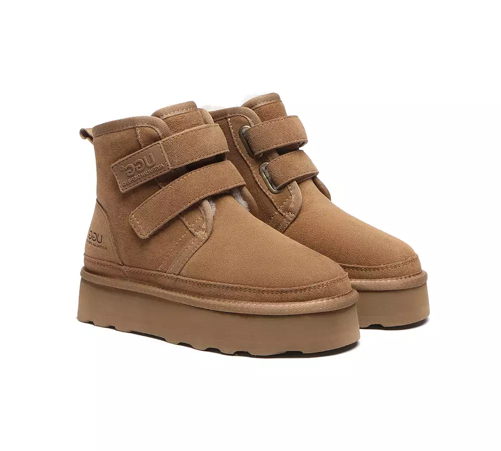 UGG Women's Lightweight Platform Boots with Hook and Loop Closure, featuring Australian Shepherd Design - Vigour.