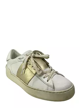 Valentino Garavani Rockstud White Gold Leather Sneakers 6.5