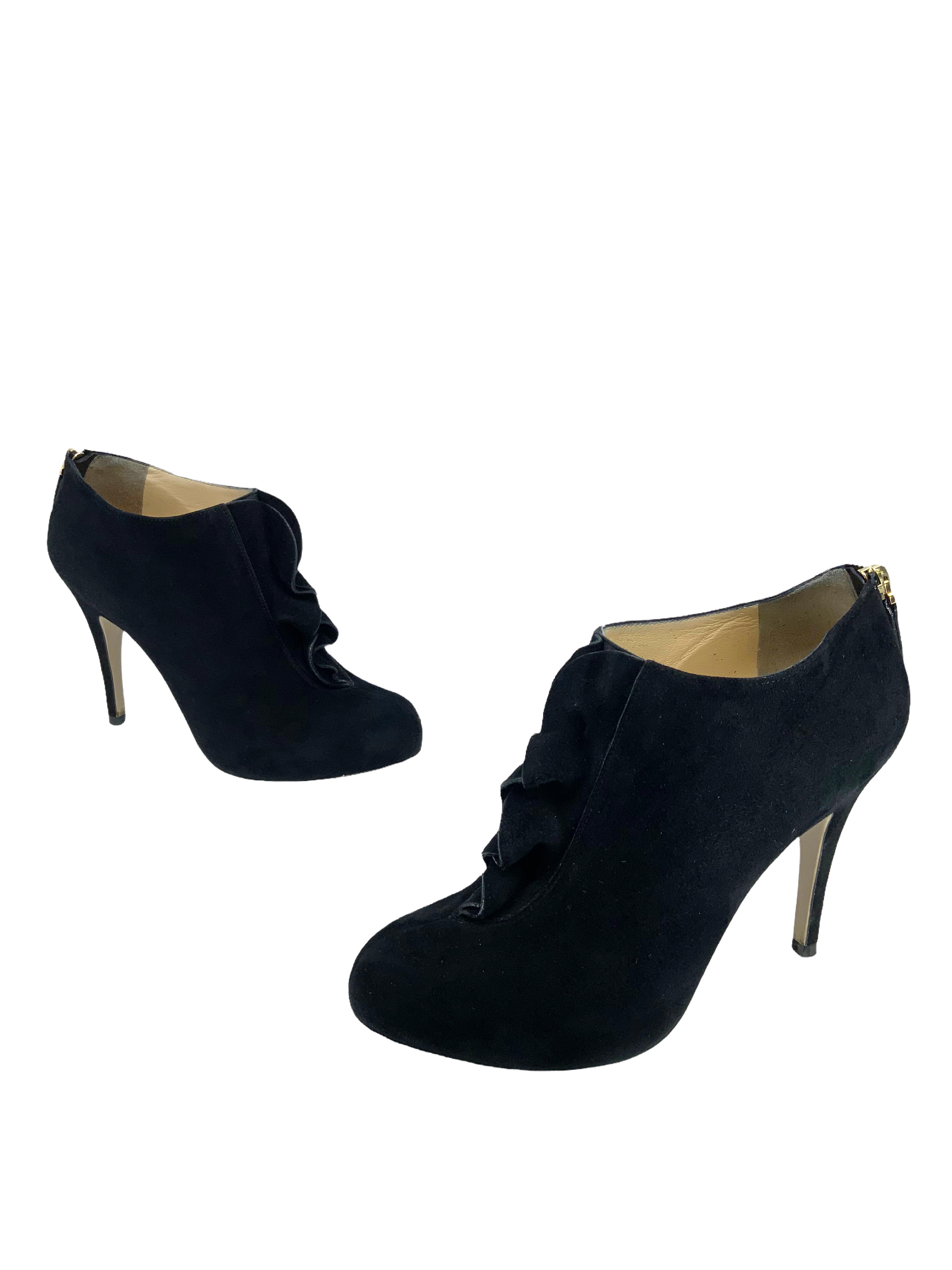 Valentino Suede Ruffle Ankle Boots 6.5