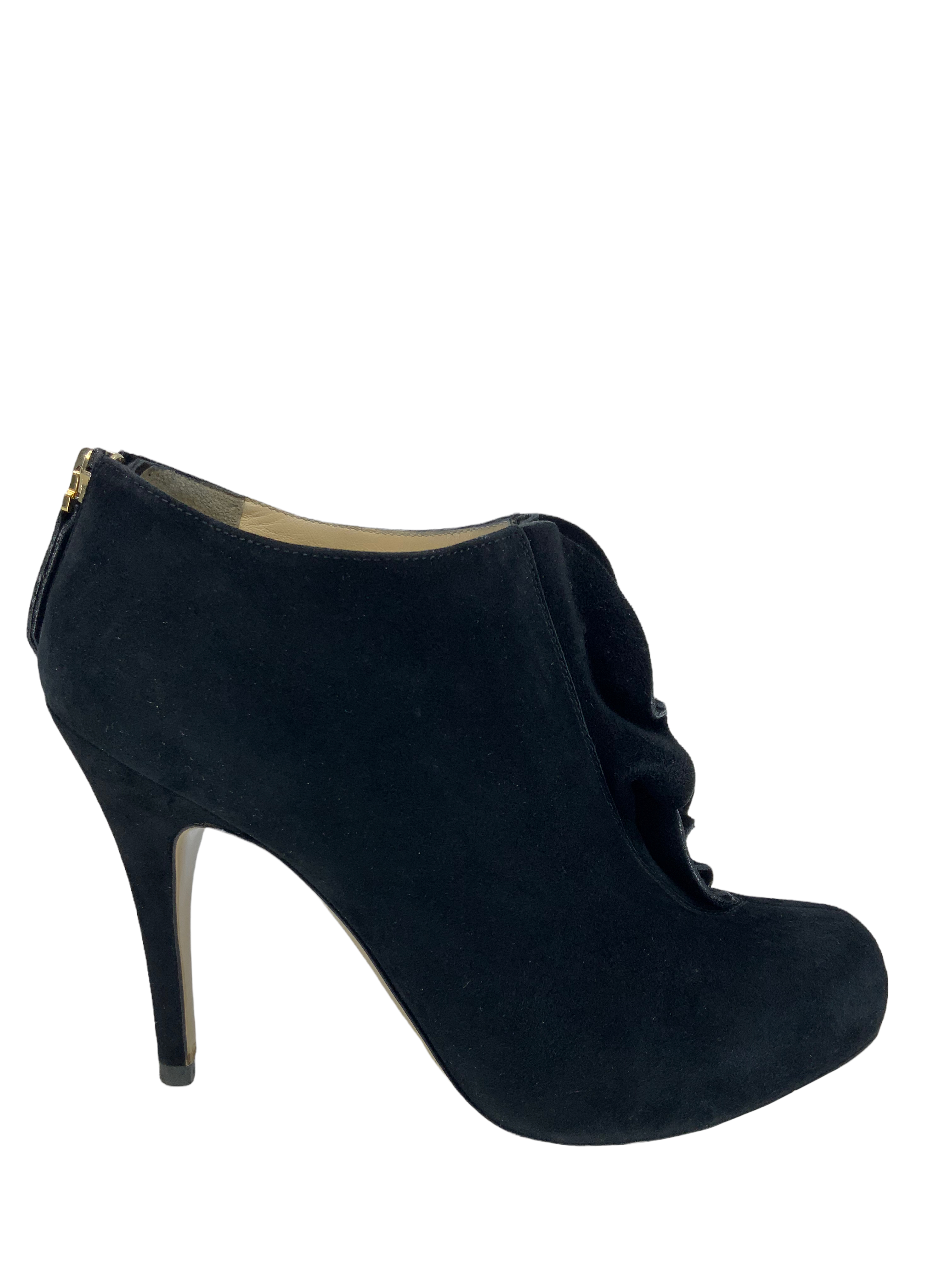 Valentino Suede Ruffle Ankle Boots 6.5