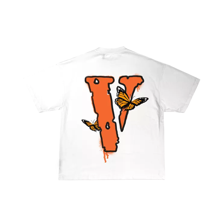 White Butterfly T-shirt collaboration between Juice Wrld and Vlone