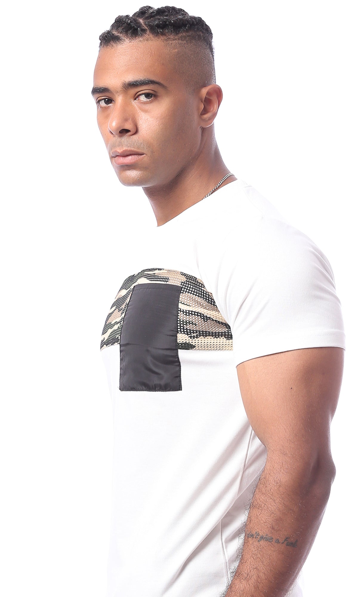 White Camo Tee With Pockets | Comfortable and Stylish | O170509