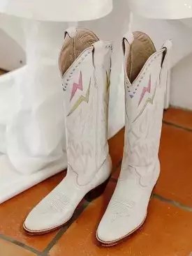 White Cowgirl Boots for Wedding - Knee High Cowboy Boots with Embroidery for Women - New Fashion - Free Shipping - Western Shoes