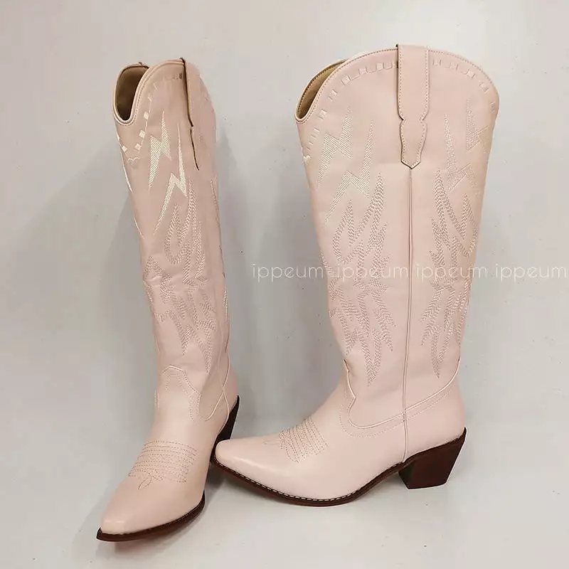 White Cowgirl Boots for Wedding - Knee High Cowboy Boots with Embroidery for Women - New Fashion - Free Shipping - Western Shoes