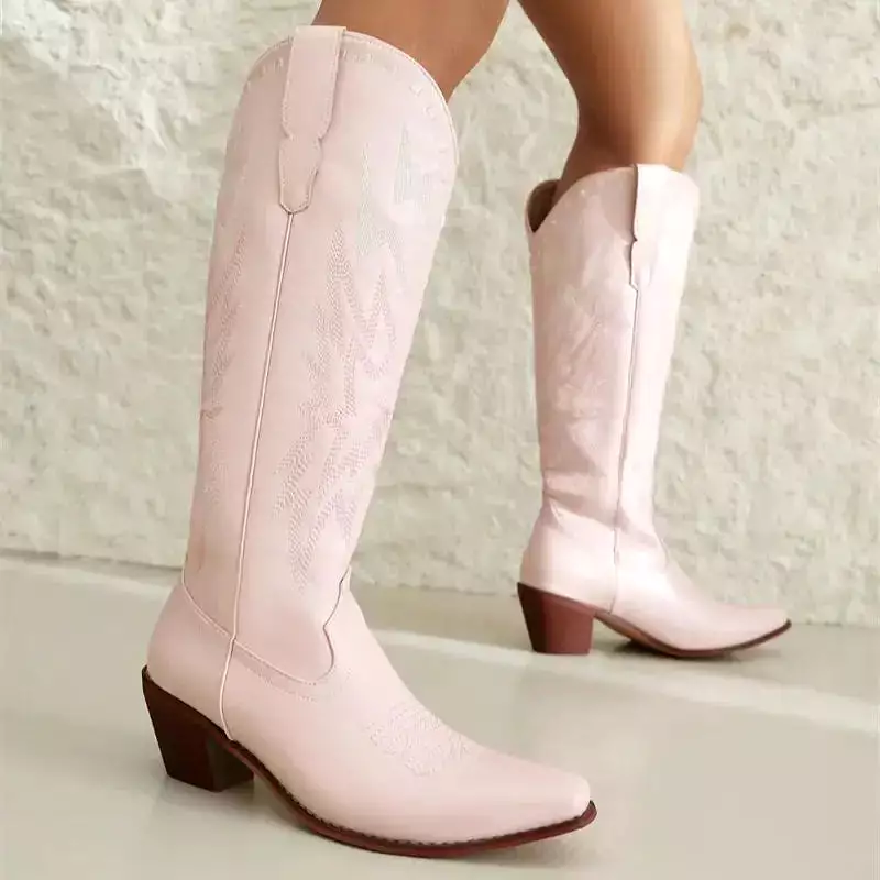 White Cowgirl Boots for Wedding - Knee High Cowboy Boots with Embroidery for Women - New Fashion - Free Shipping - Western Shoes