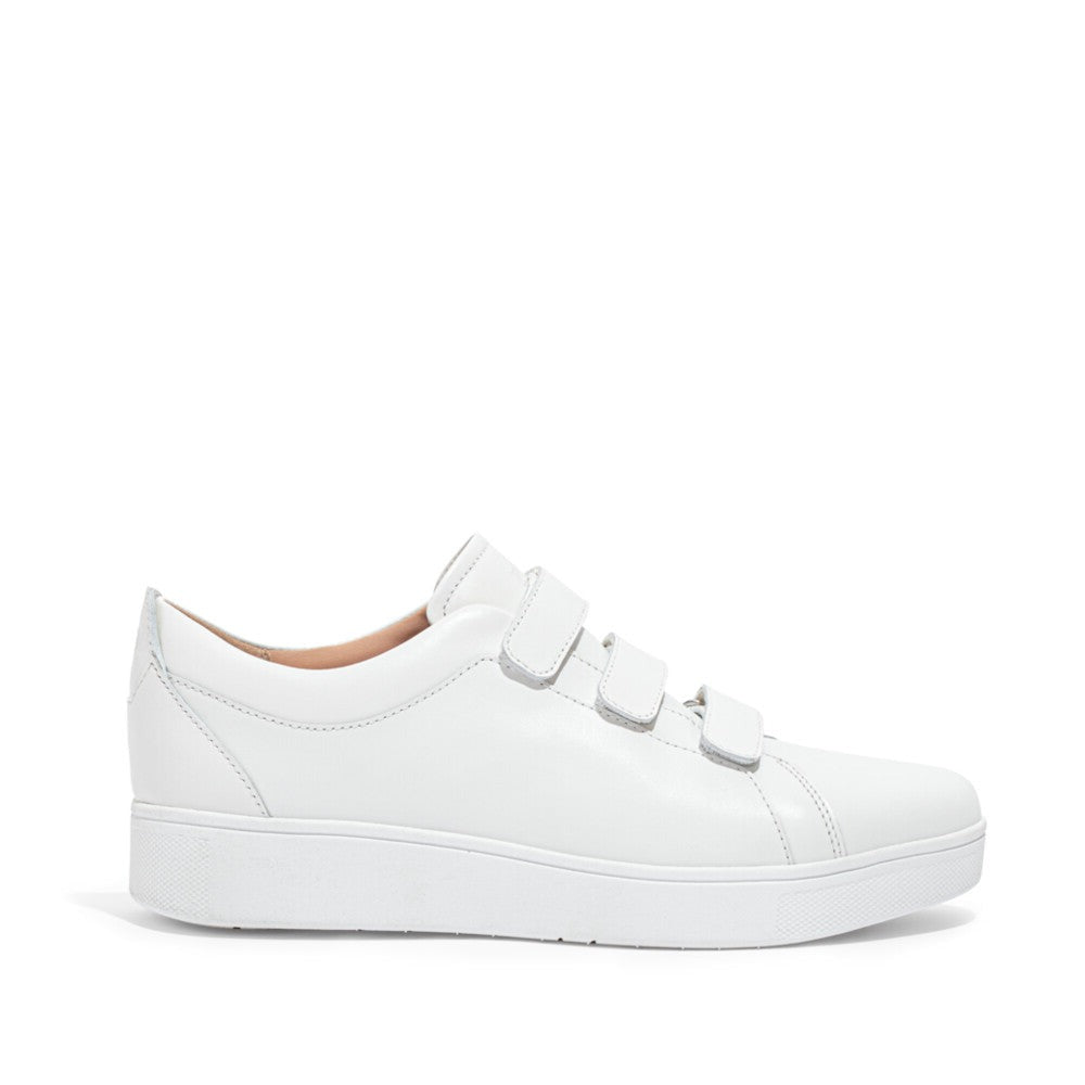 White Leather Sneakers - Fitflop Rally - Quick Stick Fastening