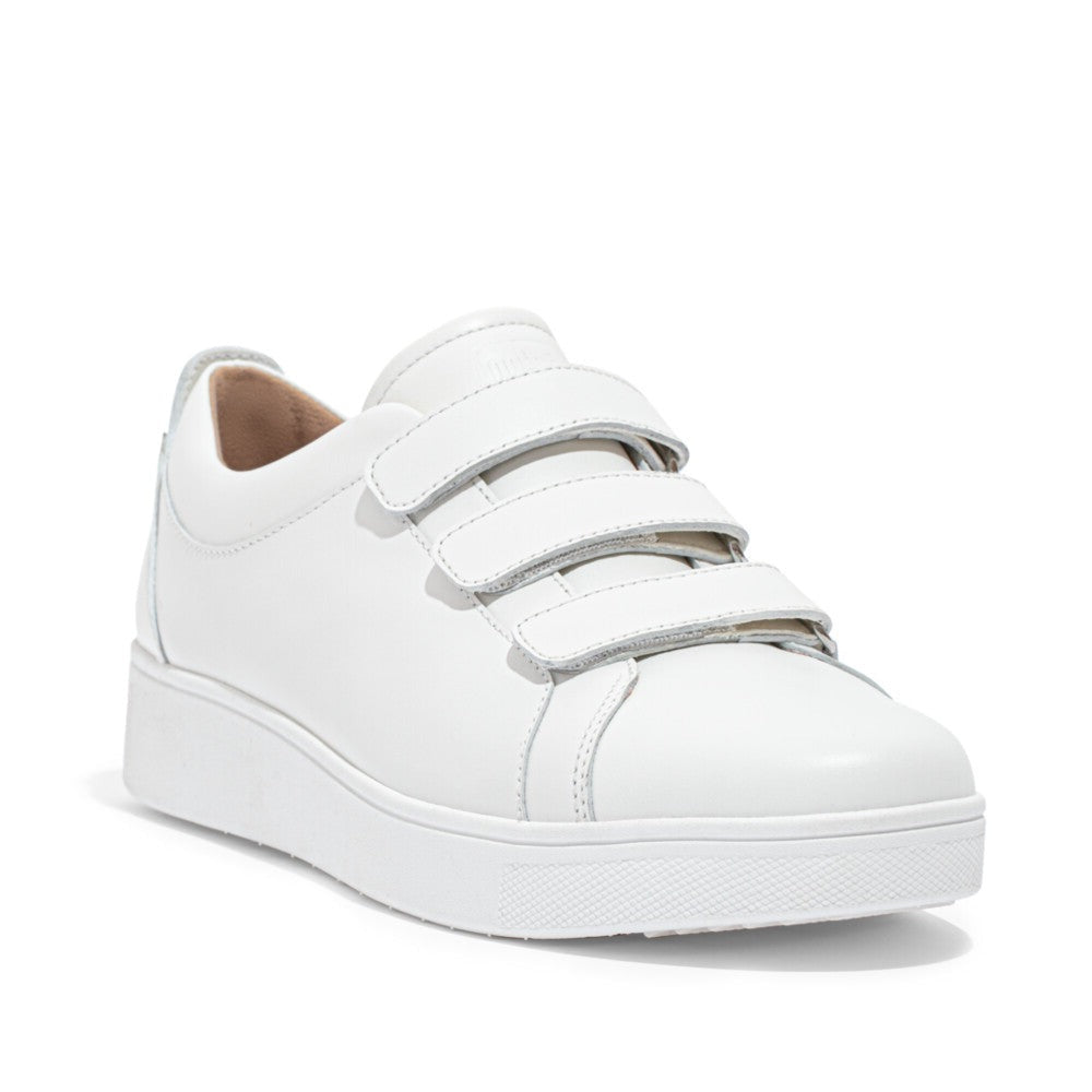 White Leather Sneakers - Fitflop Rally - Quick Stick Fastening