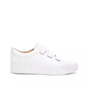 White Leather Sneakers - Fitflop Rally - Quick Stick Fastening