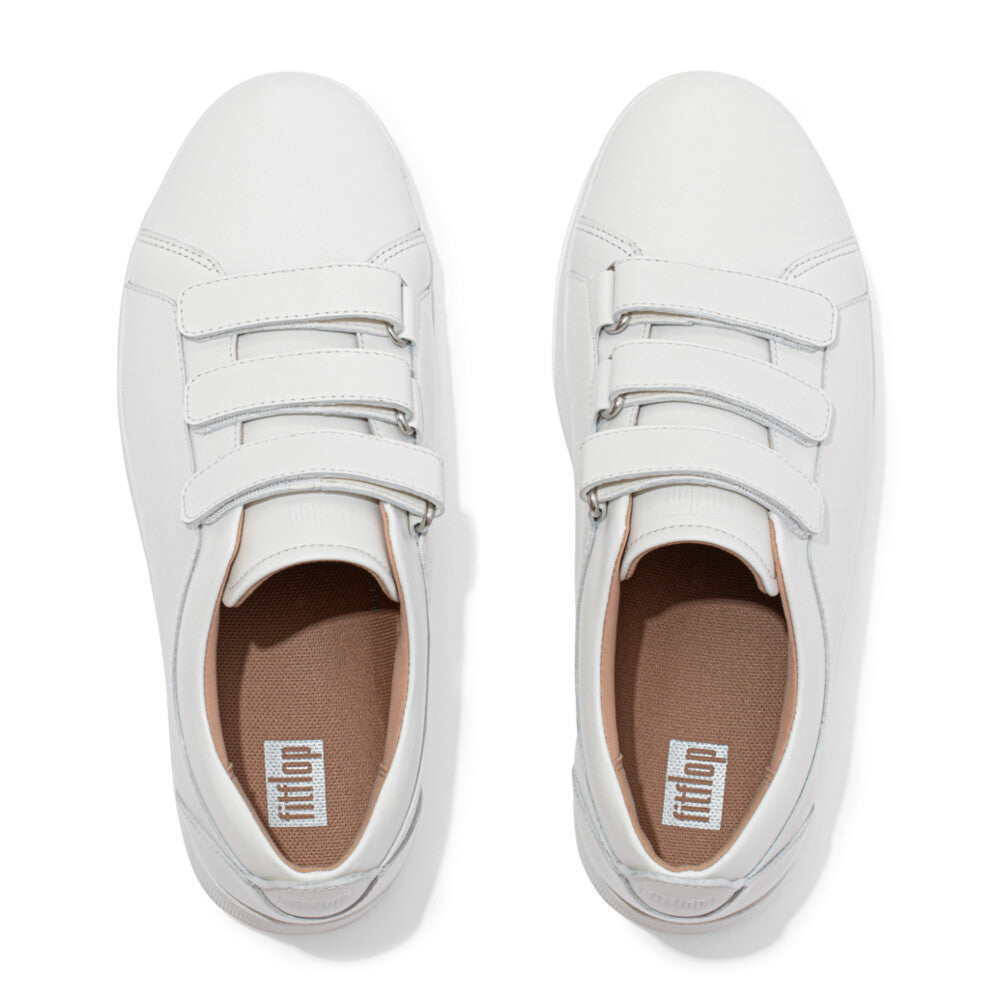 White Leather Sneakers - Fitflop Rally - Quick Stick Fastening